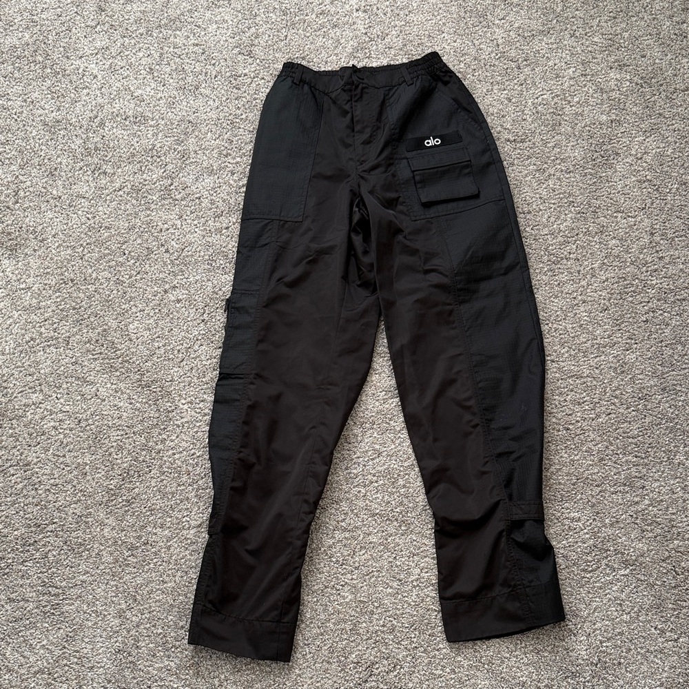Alo Yoga Blaze Wide Leg Cargo Trouser Pant Black XXS